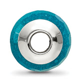 Sterling Silver 925 Polished Bead with Faceted Blue Quartz Stone